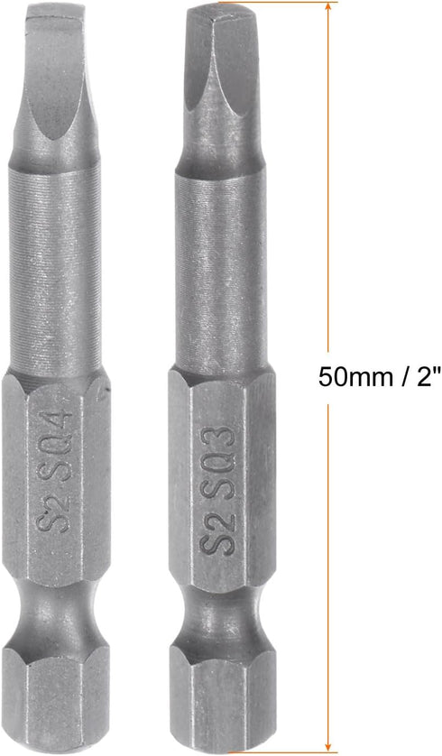 2pcs SQ3 SQ4 Square Screwdriver Bit 1/4" Hex Shank 2" Length Magnetic Security Screw Driver Power Tool by HARFINGTON
