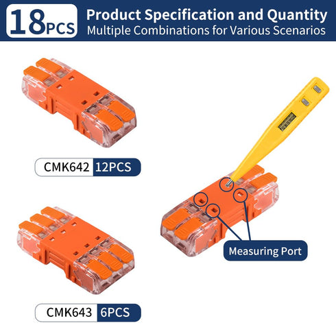 JINHconnect 18pcs 2/3 24-13 Lever Wire Connectors, Ports Electrical Splicing Compact Nuts Connectors Kit for Wiring
