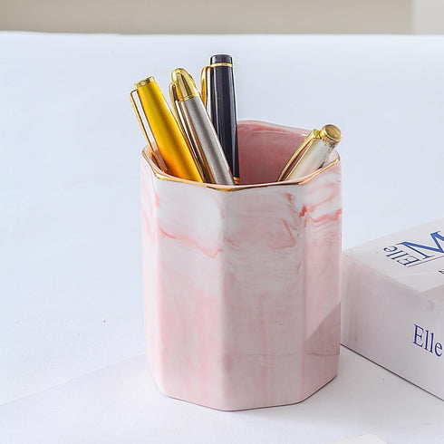 YOSCO Set 2 Desk Organizer of For Office, Pen Holder and Paper Clip Holder, Ceramic Cute Pencil Cup for Desk, Paper