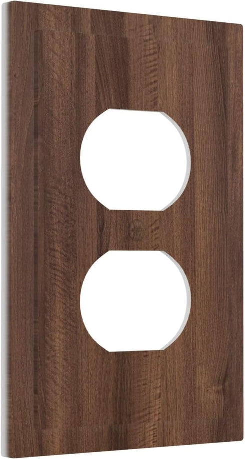GNIXYUNXI 1 Outlet Covers Dark Walnut Wood Grain Gang Duplex Light Switch Cover Plate Decorative Switch Plate Covers