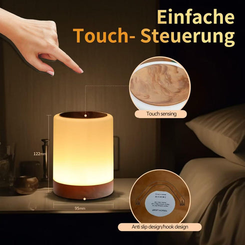 OORUN Lamp,13 5 Dimmable Touch Bedside Table RGB Colors & Brightness, USB Rechargeable Desk Lamp, Remote Control Night