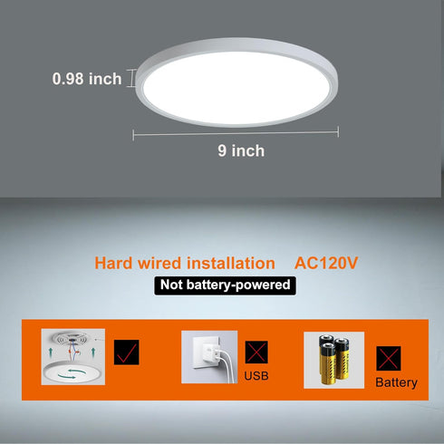 ZSYUBO 9 Inch 3000k/4000k/6000k Motion Sensor Light Indoor, Flush Mount Light Fixture, Motion Sensor Ceiling Light