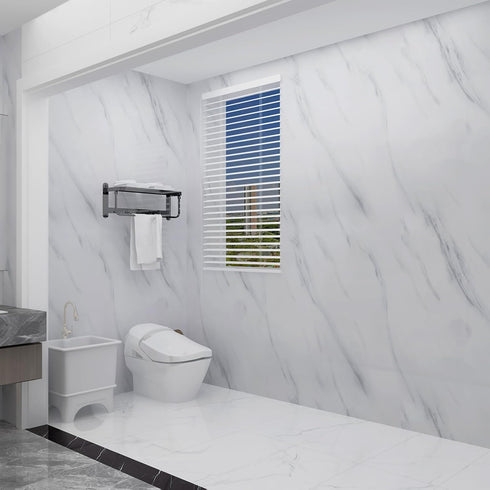JSEVEM Grey White Marble Wallpaper Peel and Stick 15.74" 118.11" Granite Waterproof Contact Paper Self Adhesive Removable Decor Vinyl Wall Paper Stickers for Kitchen Countertop Cupboard Bathroom by JSEVEM