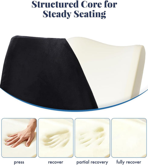 Memory Foam Donut Pillow for Coccyx Sitting Comfort,Large Supportive Seat Cushion with Center Cut-Out Design