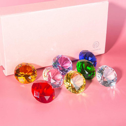 LONGWIN 30mm Crystal Diamond Paperweight, Multicolor Pirate Gems Birthstone Table Decorations