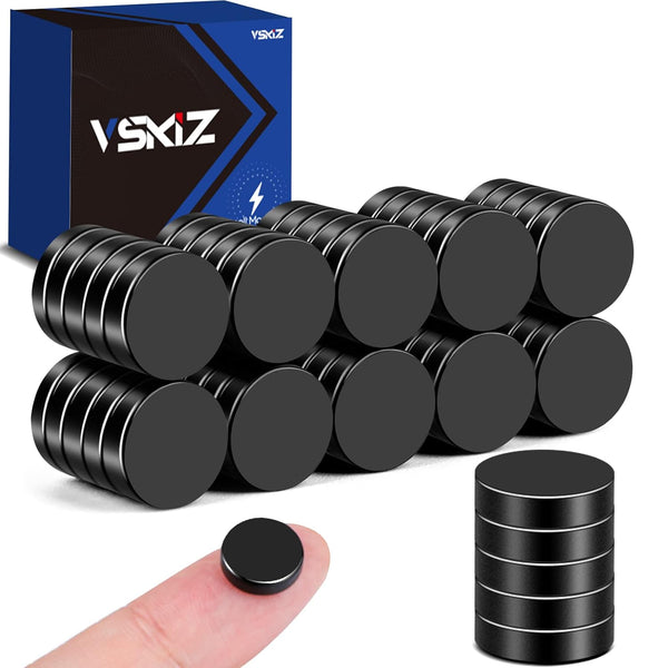 50 Pcs Neodymium Refrigerator Magnets, Premium Round Disc Small Rare Earth Magnets for Crafts, DIY, Office, Black
