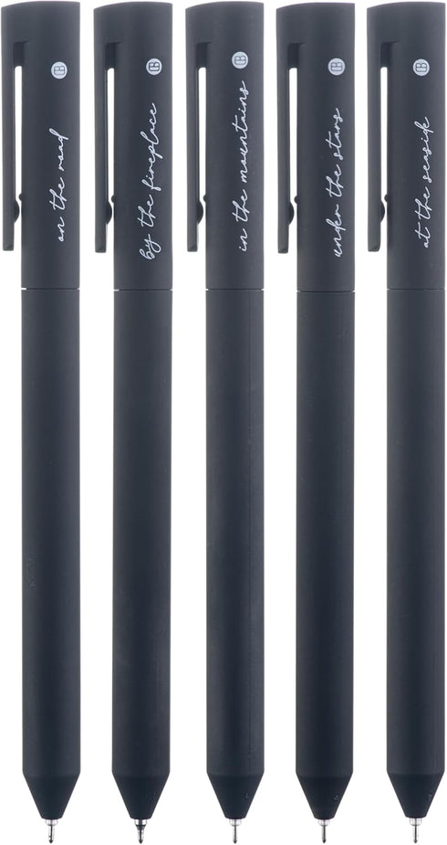 DIVERSEBEE Black Gel Ink Pens, 0.5 mm Fine Point No Bleed Through Bible Study Journaling Supplies, 5 Pack
