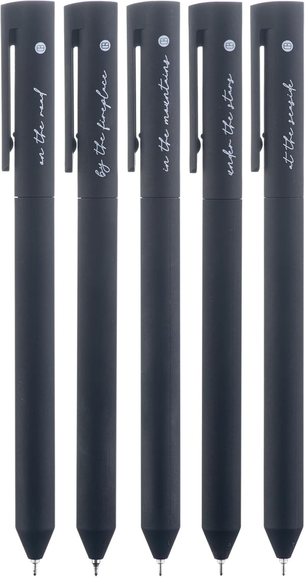 DIVERSEBEE Black Gel Ink Pens, 0.5 mm Fine Point No Bleed Through Bible Study Journaling Supplies, 5 Pack