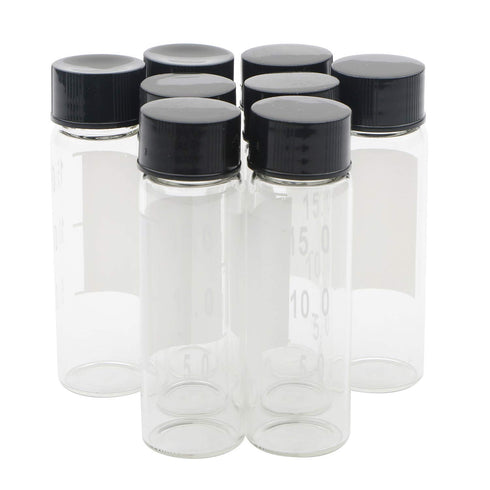15ml Clear Glass Bottles Pack of 8 Small Liquid Sampling Vials with Write-on Spot and Graduations