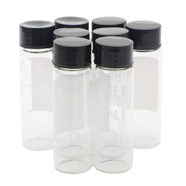 15ml Clear Glass Bottles Pack of 8 Small Liquid Sampling Vials with Write-on Spot and Graduations