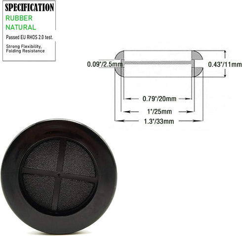 1 Inch Grommets 3/4 Grommet 20 20x25 mm, EASYEAH Rubber for Wiring, in ID Double-Sided Rubber Plugs for Round Holes