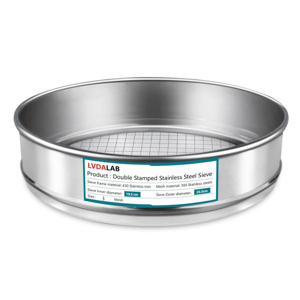 304 Stainless Steel Mesh Lab Sieve, 3 Mesh (5mm) Aperture, 7.9Inch Diameter for Industrial Laboratory