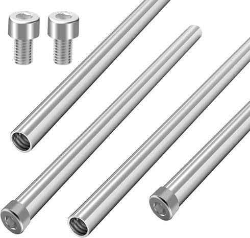 4 PCS Hollow Threaded Tube Stainless Steel 6 Inch Capillary Tube, Inner Threaded Rods, Metal Straight Pipe Fittings