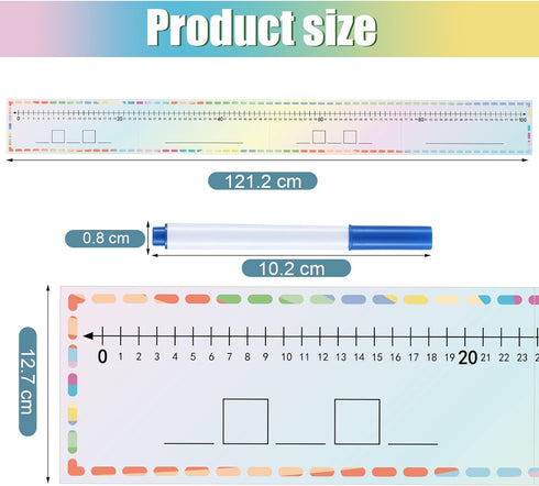 Dry Erase Number Line Board for Students 12 x 5 Inch with 2 Markers - Double Sided Math Manipulatives 0 to 100