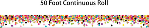 Teacher Created Resources Confetti Straight Rolled Border Trim, 50ft for Bulletin Boards, Walls, Classrooms, Offices