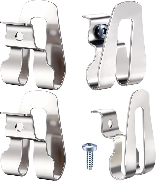 Replacement Belt Clip Hooks Stainless Steel Driver Clip Hook Tool with Screws (4 Pieces)