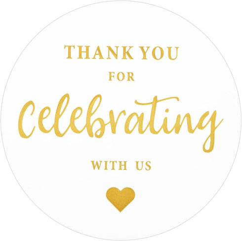 G2PLUS Thank You for Celebrating with Us Stickers, 60PCS 2 Inch Round Labels for Wedding, Birthday, Baby Shower, Party