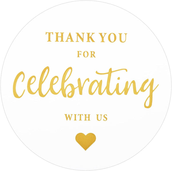 G2PLUS Thank You for Celebrating with Us Stickers, 60PCS 2 Inch Round Labels for Wedding, Birthday, Baby Shower, Party