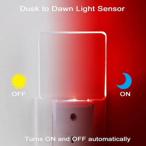 2 Pack, 0.5W Red Night Lights Plug in Red Light Night Light with Dusk to Dawn Sensor, Auto On/Off LED Night Light Plug