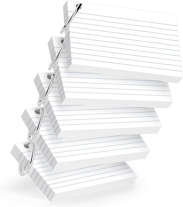 AILZFEI 250-Pack White Index Cards 3x5 Inch w/Key Ring 180gsm Heavyweight Flashcards Flash