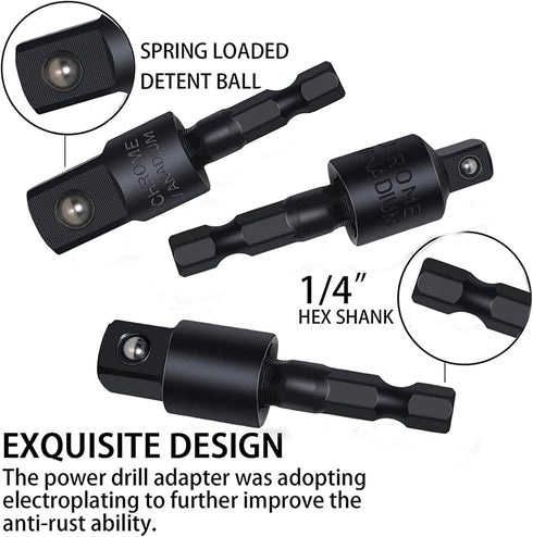 Right Angle Drill Adaptor, 4-in-1 Impact Drill Bit Extension, 360 Rotatable Socket Adapter Set
