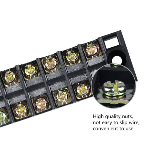 Summer-Home 5Pcs 15A 600V Terminal Barrier Strip - 12 Position Covered Dual Row Screw Connector Block