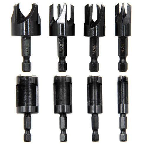 8Pcs Wood Plug Cutter Set, Carbon Steel Straight and Taper Claw Drill Bit for Woodworking Hole Saw Cutting Tool