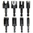 8Pcs Wood Plug Cutter Set, Carbon Steel Straight and Taper Claw Drill Bit for Woodworking Hole Saw Cutting Tool