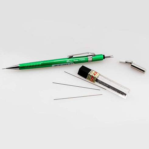 Pentel P205MBP3M1 Sharp Mechanical Drafting Pencil, 0.5 mm, Assorted Metallic Barrels, 3/Pack