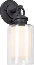 589010-BLK 1-Light Dimmable Design House Hansen Modern Contemporary Indoor/Outdoor Wall Light with Open Bottom Frosted