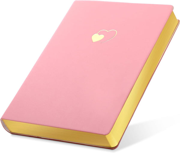 CAGIE Cute Diary Journal for Women and Girls, A5 Lined Journals for Writing, Heart-Shaped Soft Cover Journal, 256 Gold