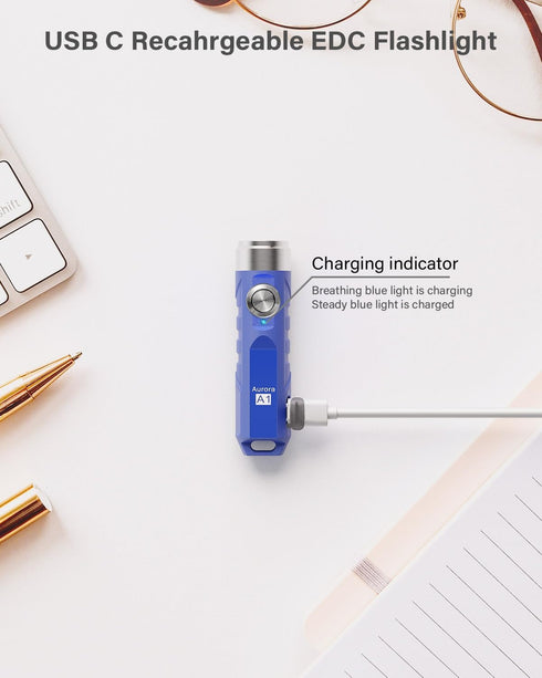 A1 G4 650 RovyVon Aurora USB C Rechargeable Mini EDC Flashlight, Small Bright Keychain Flashlight High Lumens, EDC