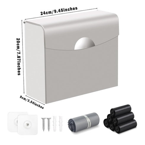 9.4x7.8x3.5 inches Sanitary Napkin Receptacle with Hygiene Disposal Bags and Trash Bag, Stainless Steel Wall Mounted