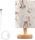 Oarencol Bedside Table Lamp Woodland Animals Nightstand Lamp with Wood Forest Deer Floral