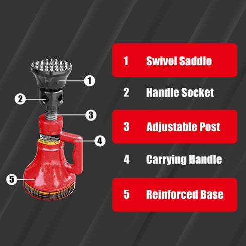 5 Ton (10,000 LBs) Professional Car Support Screw Jack - Red for House Construction Bridge Stabilization