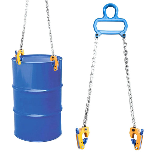 NORJIN Chain Drum Lifter, 2000 lbs Capacity Vertical Hoist Barrel Lifter with G80 Chain for 55 Gallon Drums