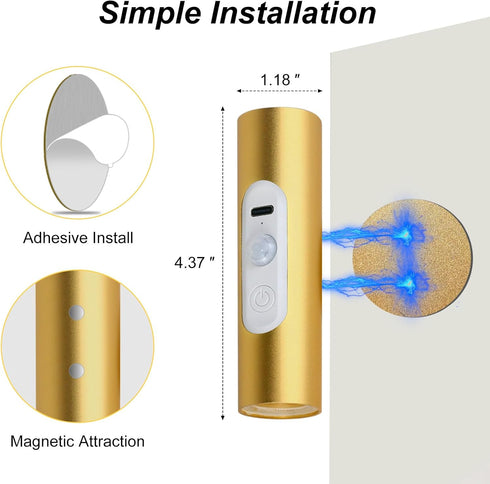 Set 2, 3 Dimmable, Battery Operated Wall Sconce of Magnetic Stick on Wall Lights Motion Sensor Night Lights Indoor