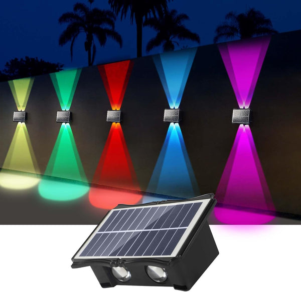 KLCZONE Solar Wall Lights Outdoor Waterproof Up and Down, Fence Lights Solar Powered,
