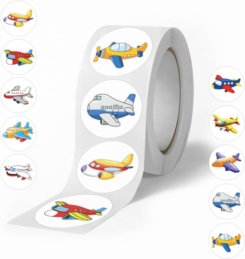 500 Pcs Cartoon Airplane Sticker, Cute Aircraft Roll Sticker Label for Kids,