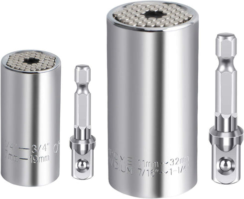 Spurtar Universal Socket Set (11-32mm 7-19mm) Multi-Function Tool, 4Pcs Set for Unscrewing Bolts