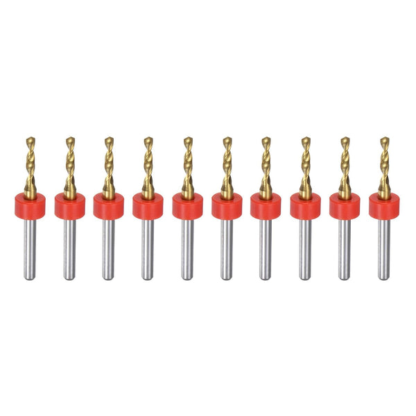 uxcell 10pcs PCB Drill Bits, 1/8" Shank Titanium Coated Carbide Mini Drill Bits Set for Circuit Board