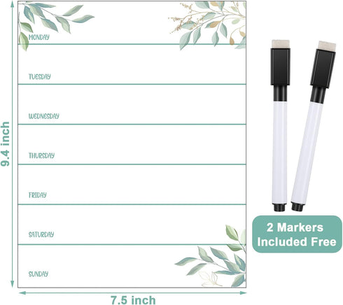 Outus 2 2 Pieces Magnetic Weekly Dry Erase Boards Erasable Weekly Calendars Whiteboard Planners with Pieces Markers