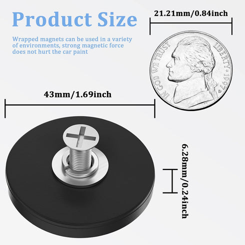 4Pack 30LBS M4 Rubber Coated Neodymium Magnets, Mounting Magnets, Heavy Duty, Anti-Scratch, Threaded Studs for Signal