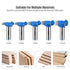 JGZUI 5Pcs Set,1/2" 13/64", 15/64", 5/16", 25/64", 15/32", Three-Blade Slot Cutter Router Bit, ''T'' Type Slotting Bit