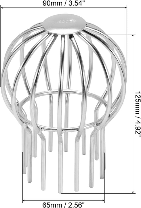 uxcell 1Pcs Gutter Guard, 4 Inch 304 Stainless Steel Down Pipe Gutter Balloon Guard Filter Strainer for Leaves Roof Screen