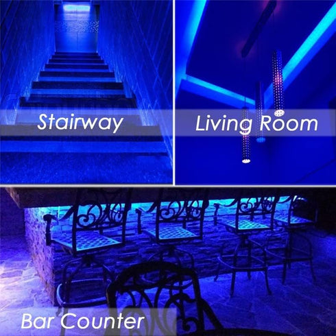 HAUTY 16ft/5m SMD5050 300 DC12V 12V Waterproof Blue LED Strip Light, LEDs Flexible Cuttable LED Tape (No Power