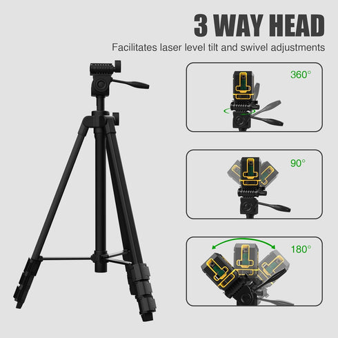 ToolCreatrix 55-Inch 1/4"-20 Lightweight Aluminum Tripod for Laser Tools Bubble Level, Quick Release Plate with Screw