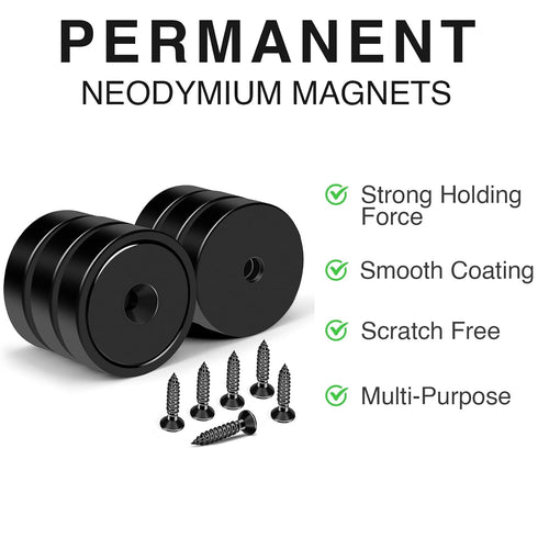 MIKEDE 110LB Strong Magnets, Heavy Duty Black Neodymium Cup Magnets with Countersunk Hole, 10 Pack