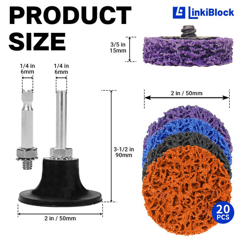 Linkiblock 20PCS 2-Inch Diamond Surface Conditioning Quick Change Strip Discs R-Type Quick Change System with Backing