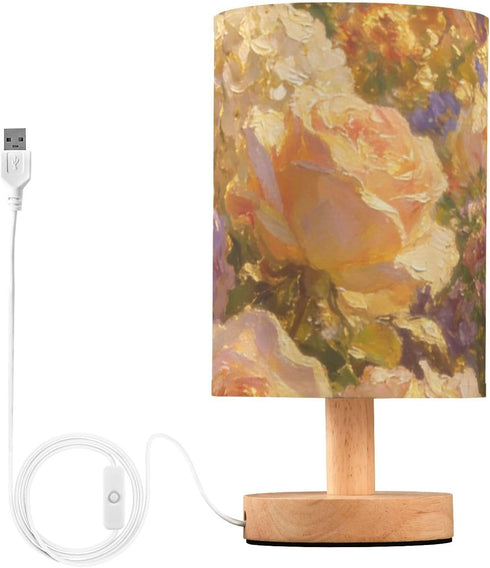 Yuiboo Desk Lamps Baby Night Light Burlap Warm Tone Mixed Floral Bouquet Night